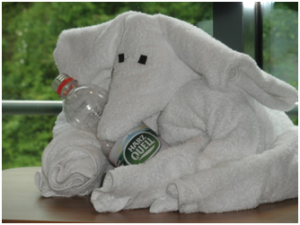Elephant made from a towel at hotel