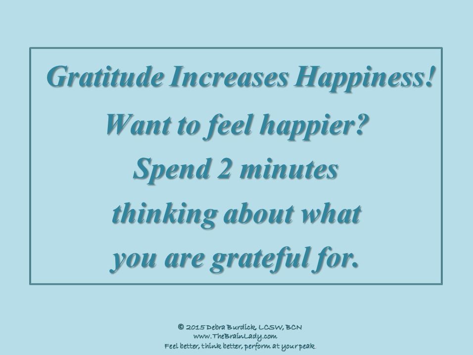 GratitudeIncreasesHappiness A gratitude reminder note on a blue background.
