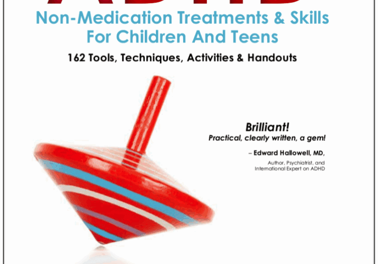 ADHDAwardborder A book cover about ADHD non-medication treatments for children and teens.