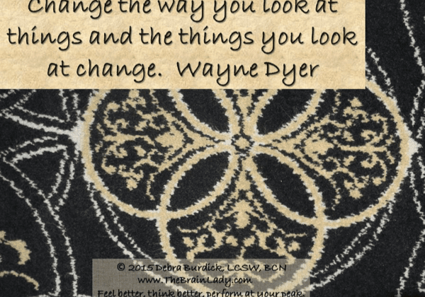 A motivational quote about change by Wayne Dyer on a patterned background.
